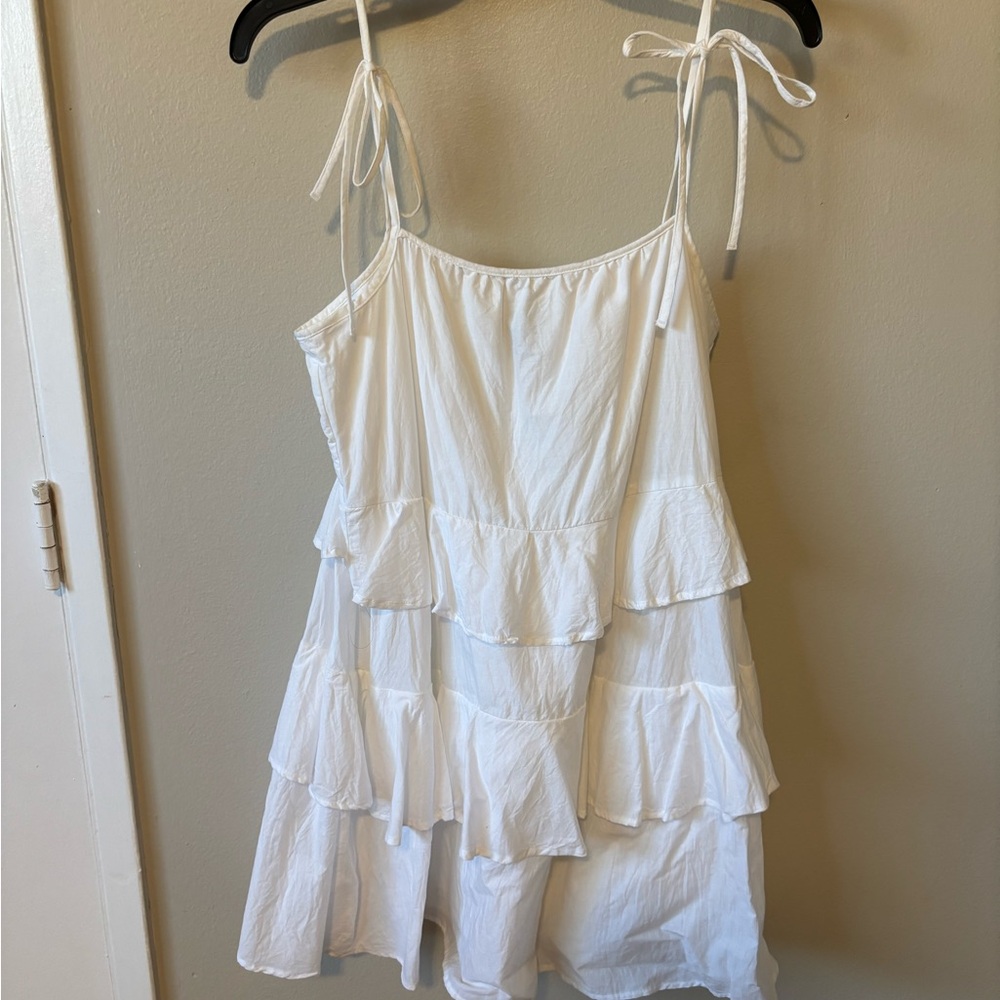 H&M White Tiered Ruffle Tie-Shoulder Camisole